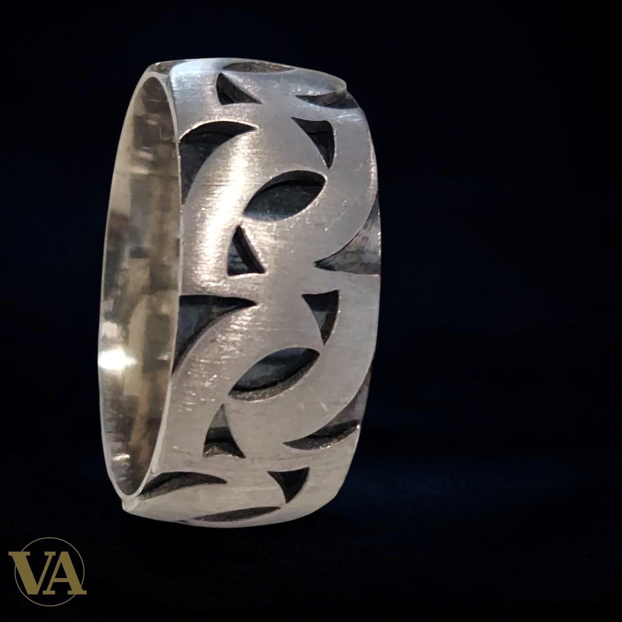 Anneau Homme Argent 925 – Motif Gravé Tribal  Réf. : P 5.8 | Bijoux Vindicta