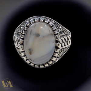Bague Homme Argent 925 – Agate Naturelle Ovale