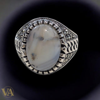 Bague Homme Argent 925 – Agate Naturelle Ovale