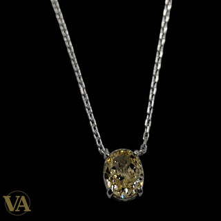 Collier Femme Argent 925 Citrine Jaune – Pendentif Solitaire