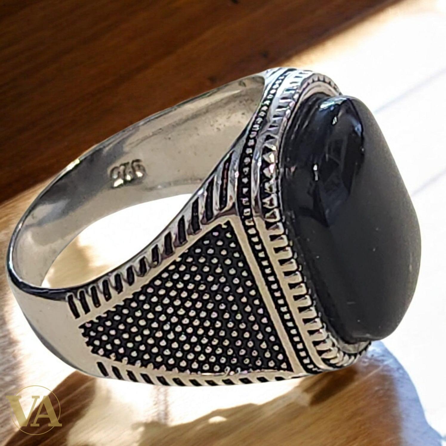 Bague Homme Argent 925 Onyx Noire Ovale – Élégance Classique