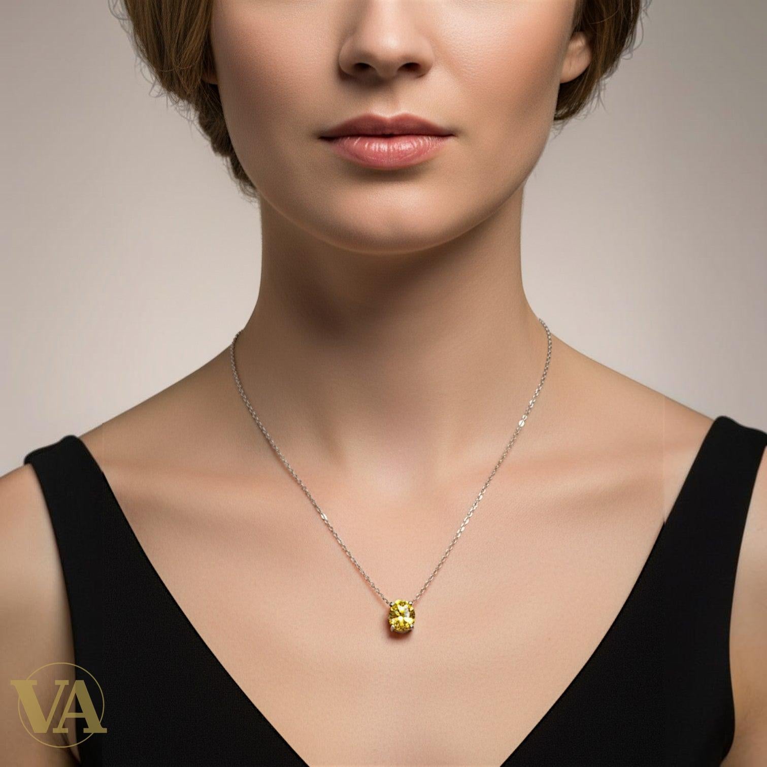 Collier Femme Argent 925 Citrine Jaune – Pendentif Solitaire-Vindicta : Bijoux Argent 925 Massif, Luxe et Héritage