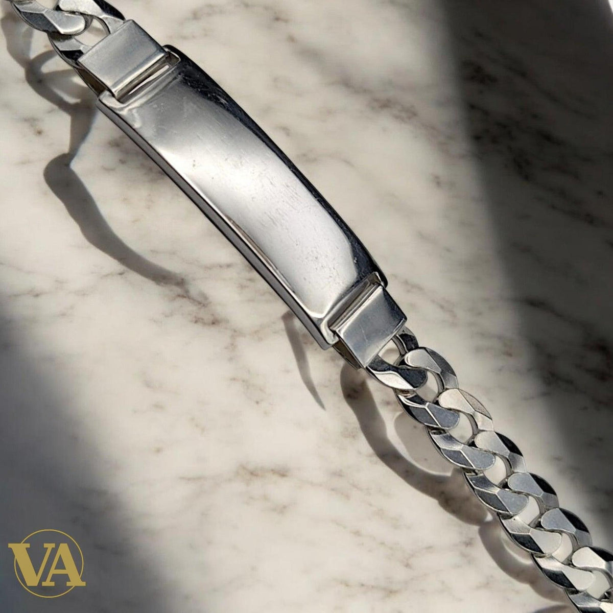 Bracelet Homme Argent 925 – Gourmette & Plaque 40 mm