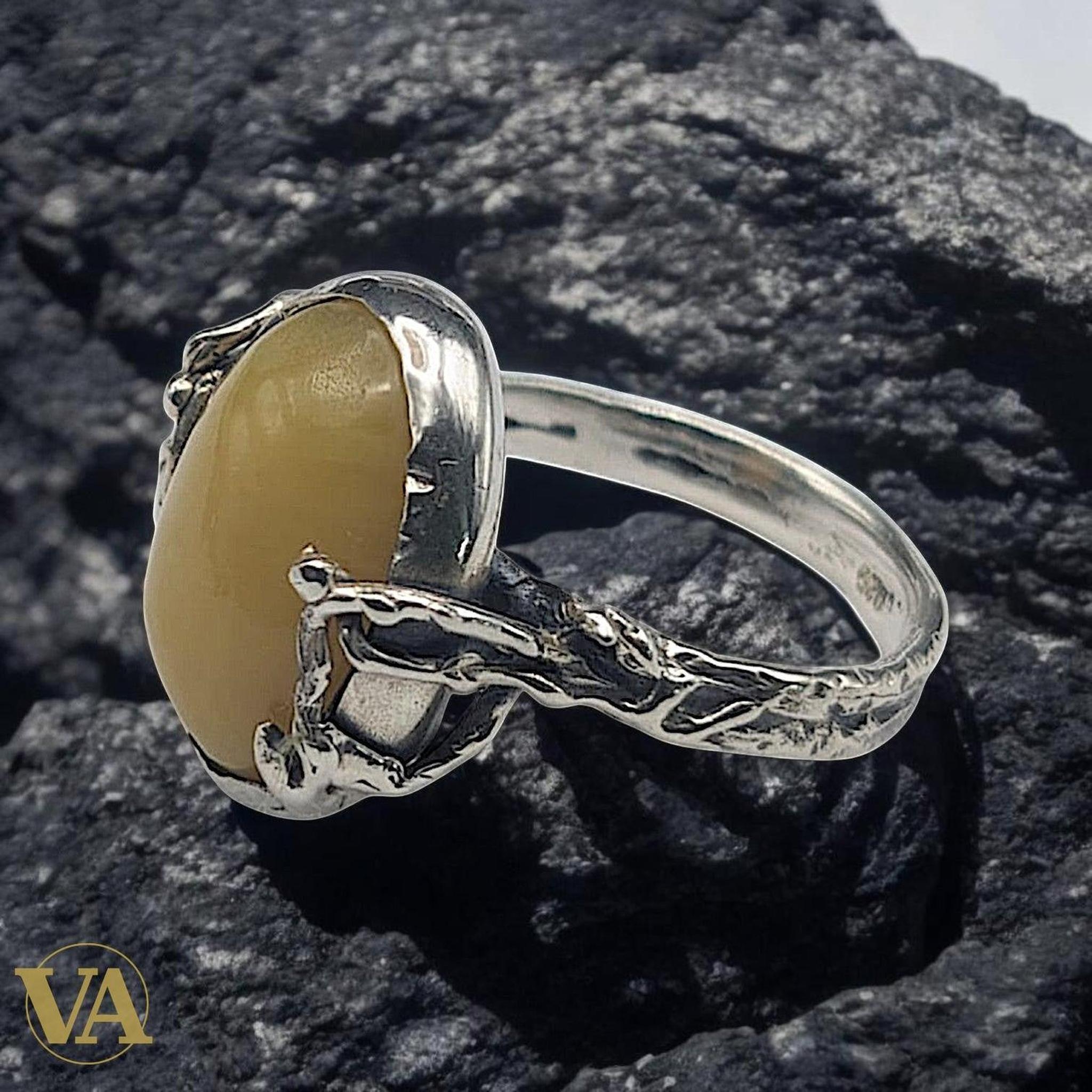 Bague Femme femmes Argent 925 Agate Jaune Naturelle - Argent 925 - Vindicta