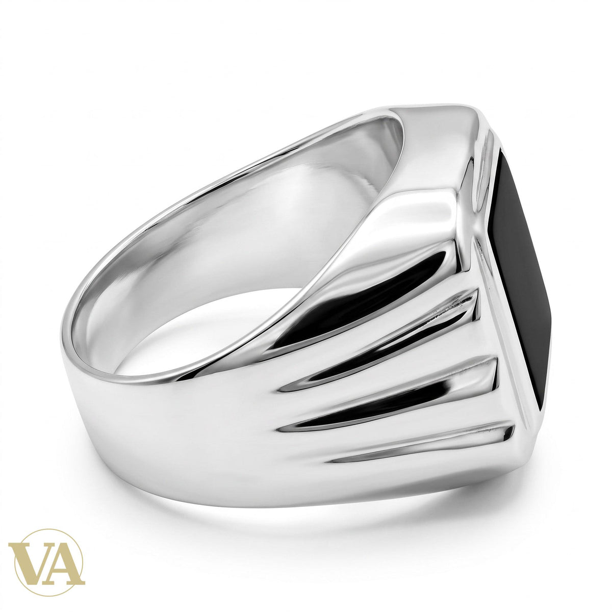 Chevalière Homme Argent 925 – Onyx Noir & Gravures Géométriques - Argent 925 - Vindicta