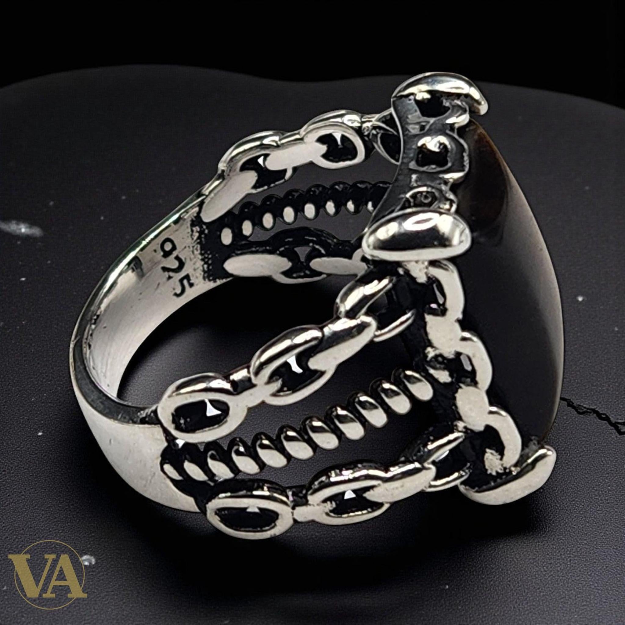Bague Homme Argent 925 – Pierre Œil de Tigre Rectangulaire - Argent 925 - Vindicta