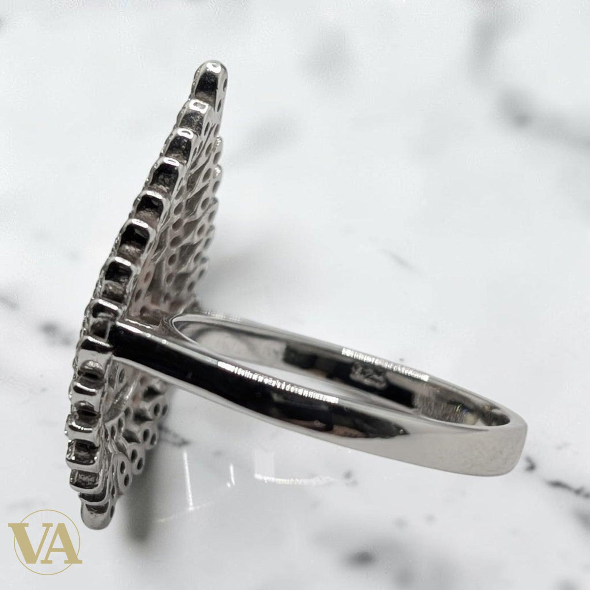 Bague Femme Argent 925 Goutte Pavé Zircons Pétales Bicolore - Argent 925 - Vindicta