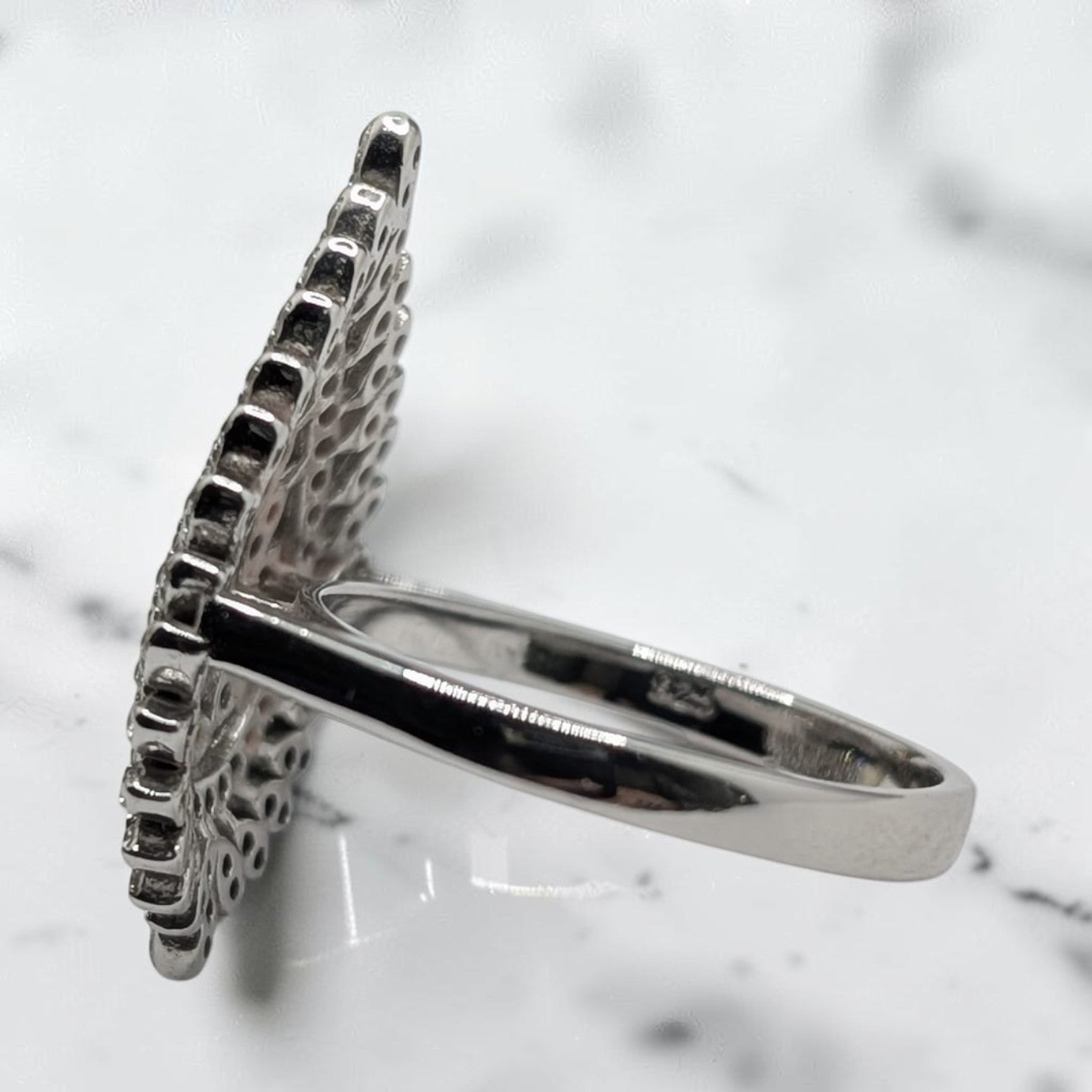 Bague Femme Argent 925 Goutte Pavé Zircons Pétales Bicolore
