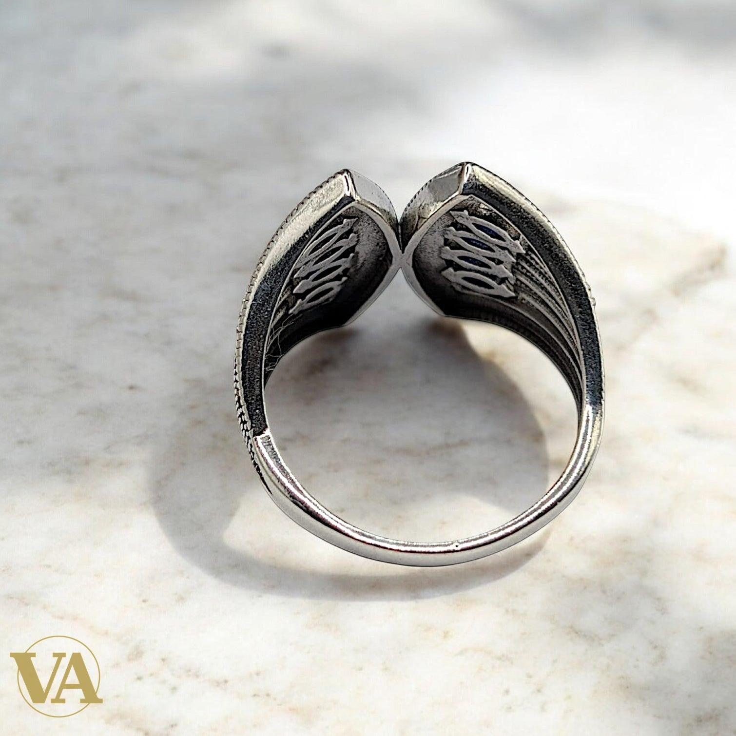 Bague Femme en Argent 925 – Design ouvert, pierres bleues & marcassite | Bijoux Vindicta