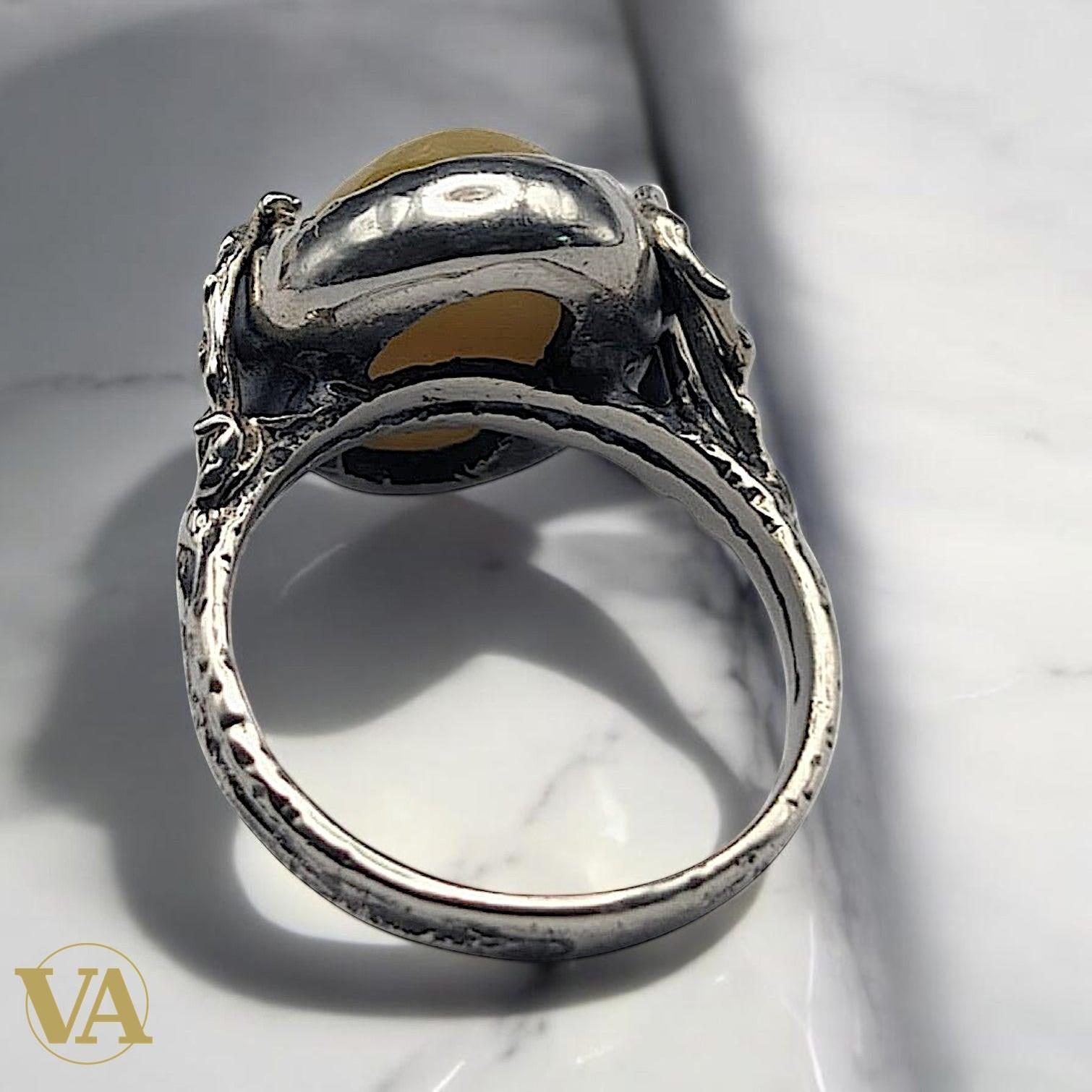 Bague Femme femmes Argent 925 Agate Jaune Naturelle | Bijoux Vindicta