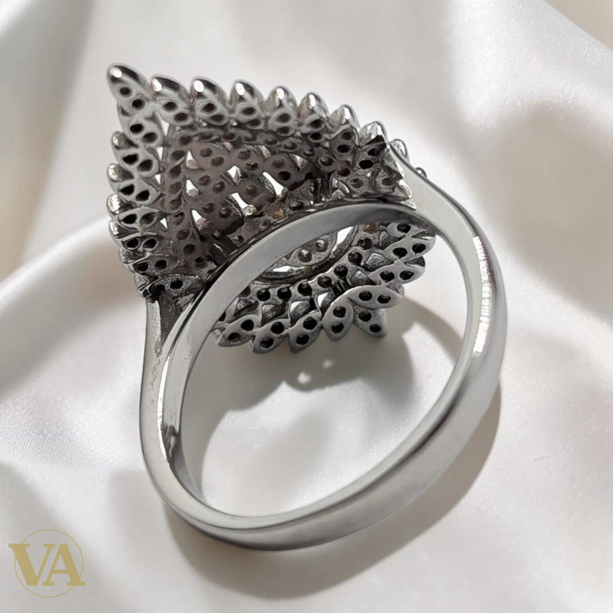 Bague Femme Argent 925 Goutte Pavé Zircons Pétales Bicolore - Argent 925 - Vindicta