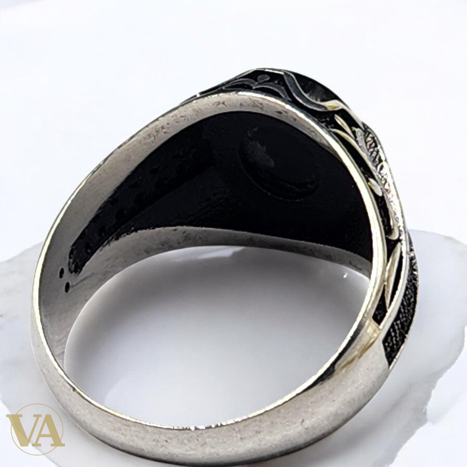 Bague homme argent 925 avec onyx noir