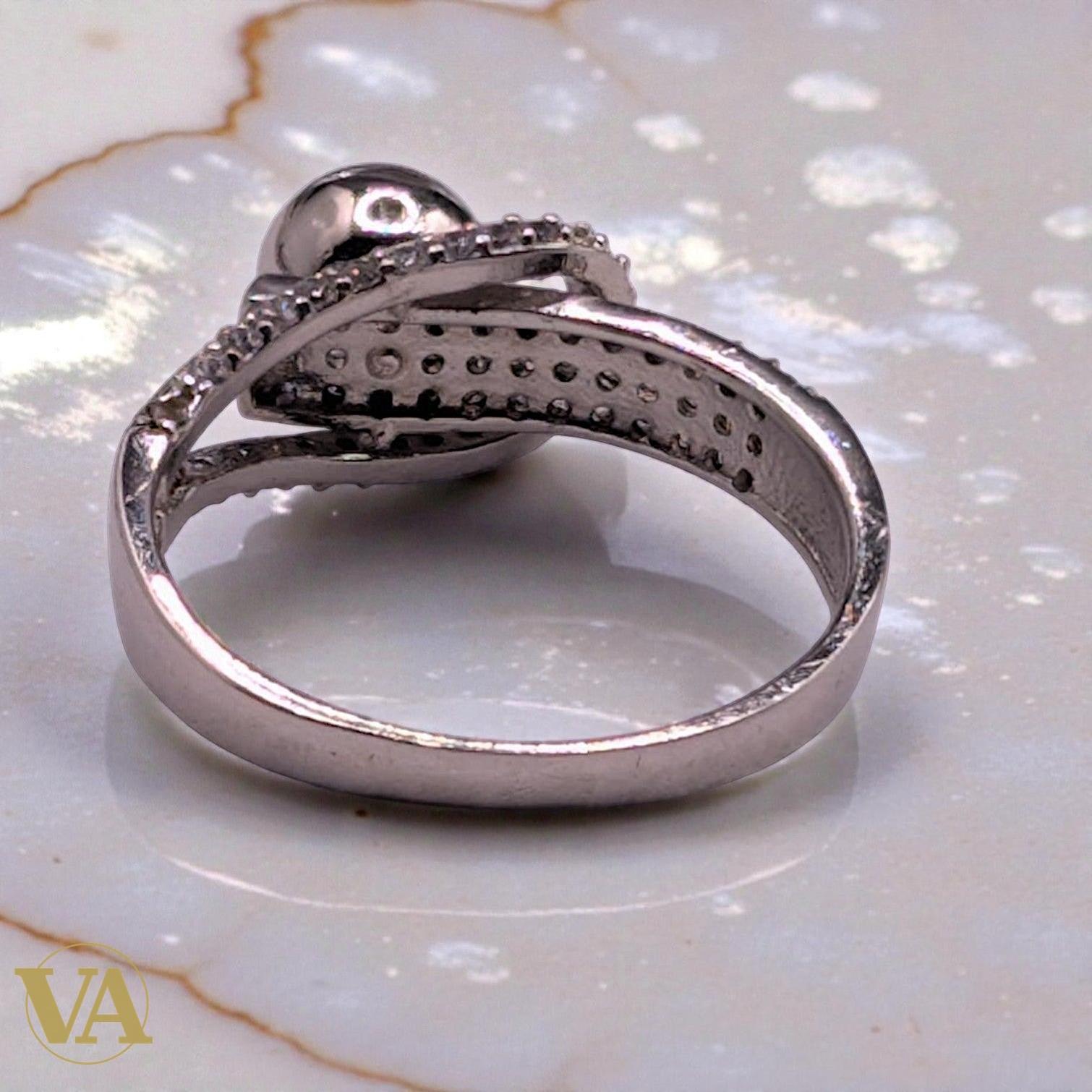 Bague Femme Argent 925 Boule Oxydes de Zirconium - Design Moderne