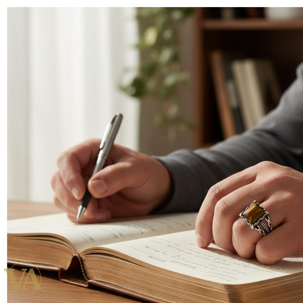 Bague Homme Argent 925 – Pierre Œil de Tigre Rectangulaire