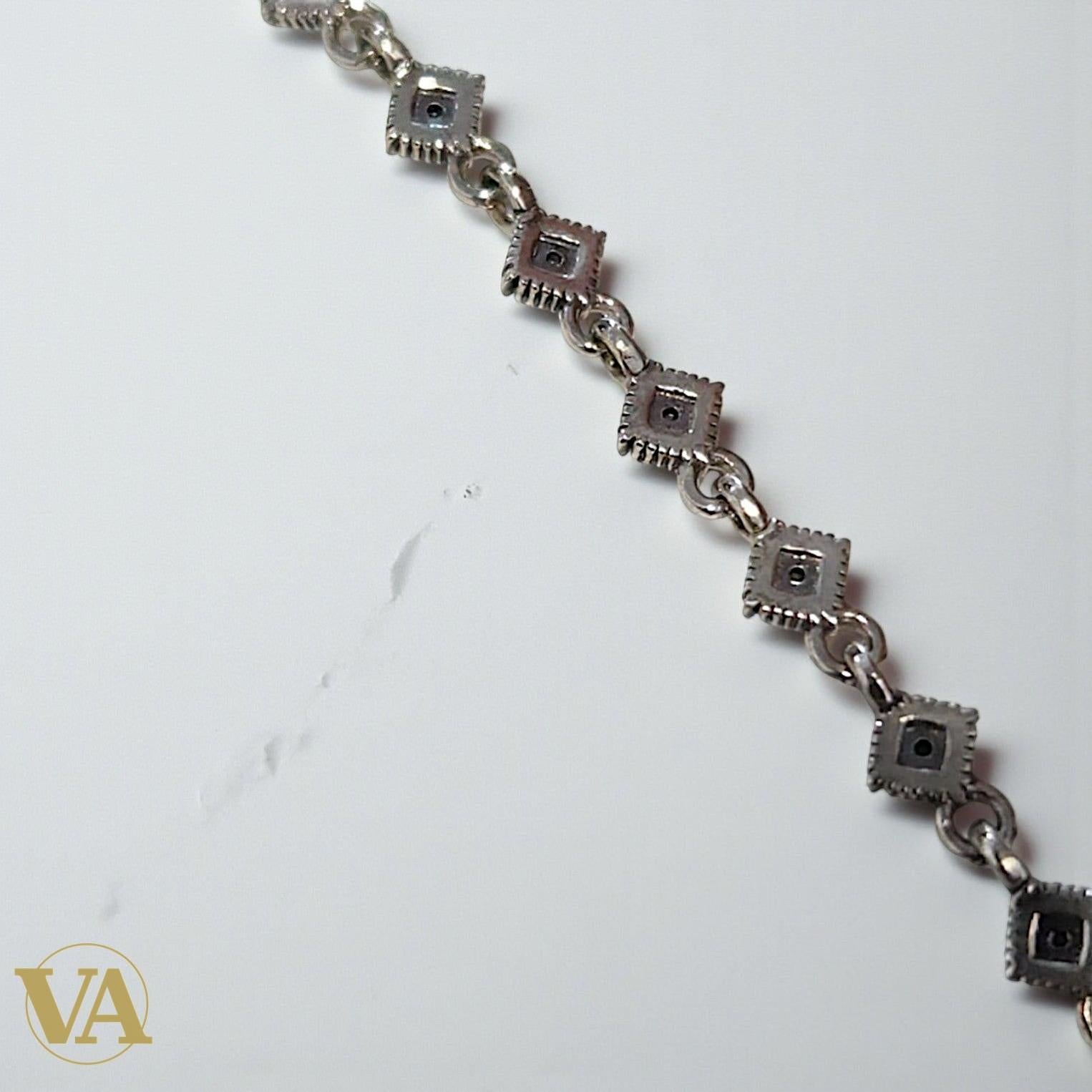 Bracelet Femme Argent 925 Losanges Marcassite Vintage