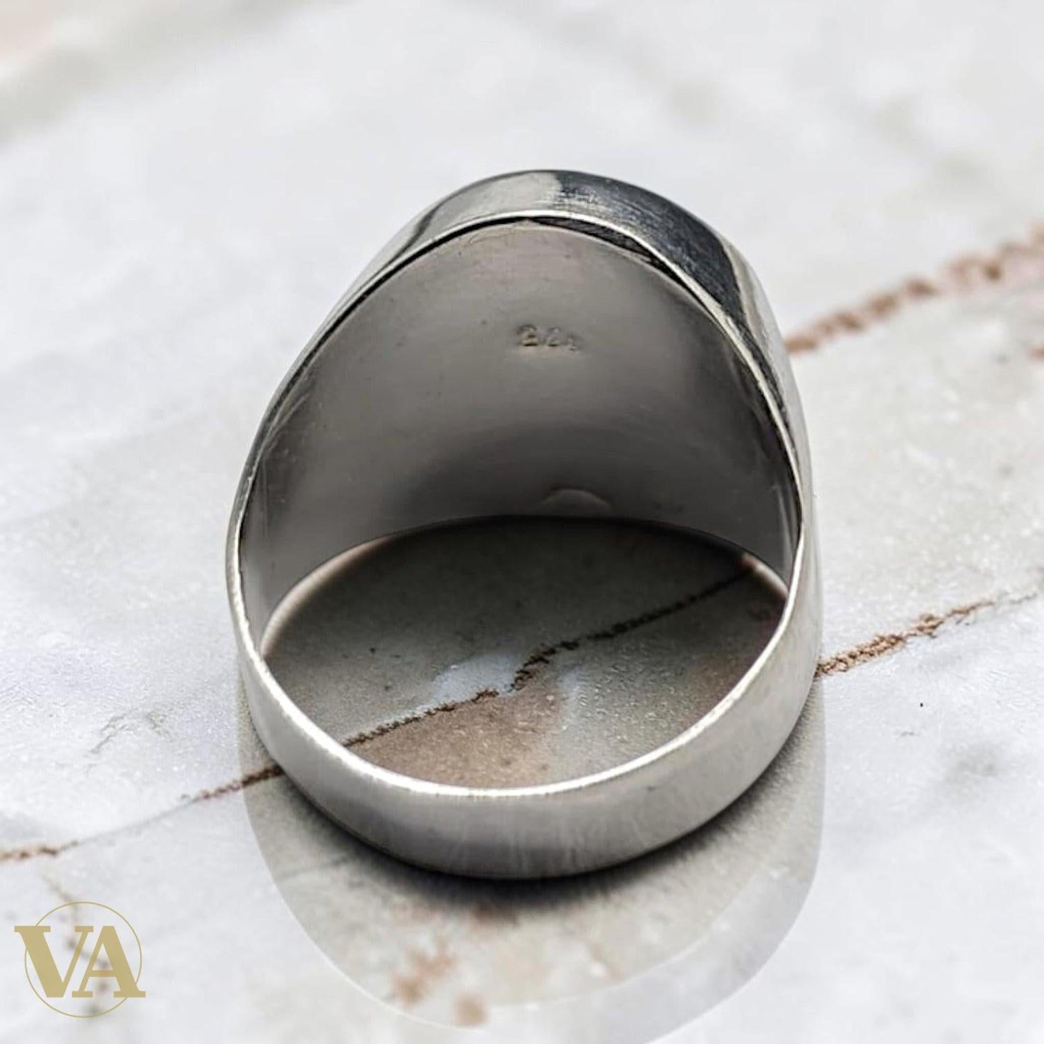 Chevalière Homme Argent 925 Plateau Ovale Bande Diagonale - Argent 925 - Vindicta