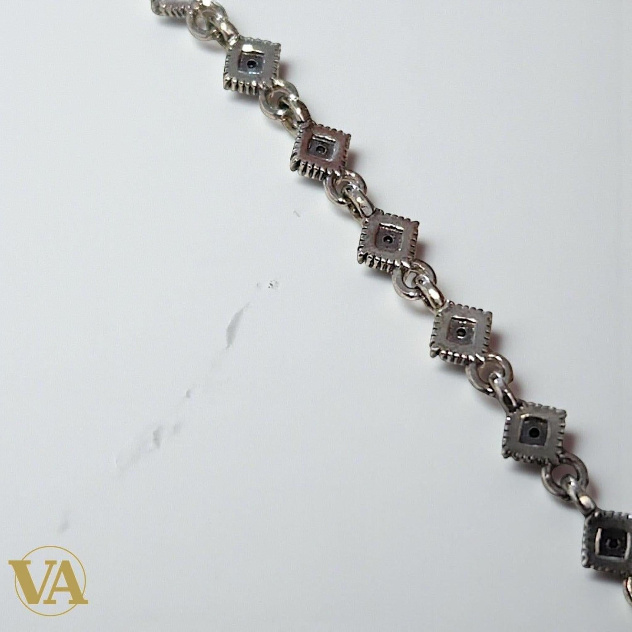 Bracelet Femme Argent 925 Losanges Marcassite Vintage | Bijoux Vindicta