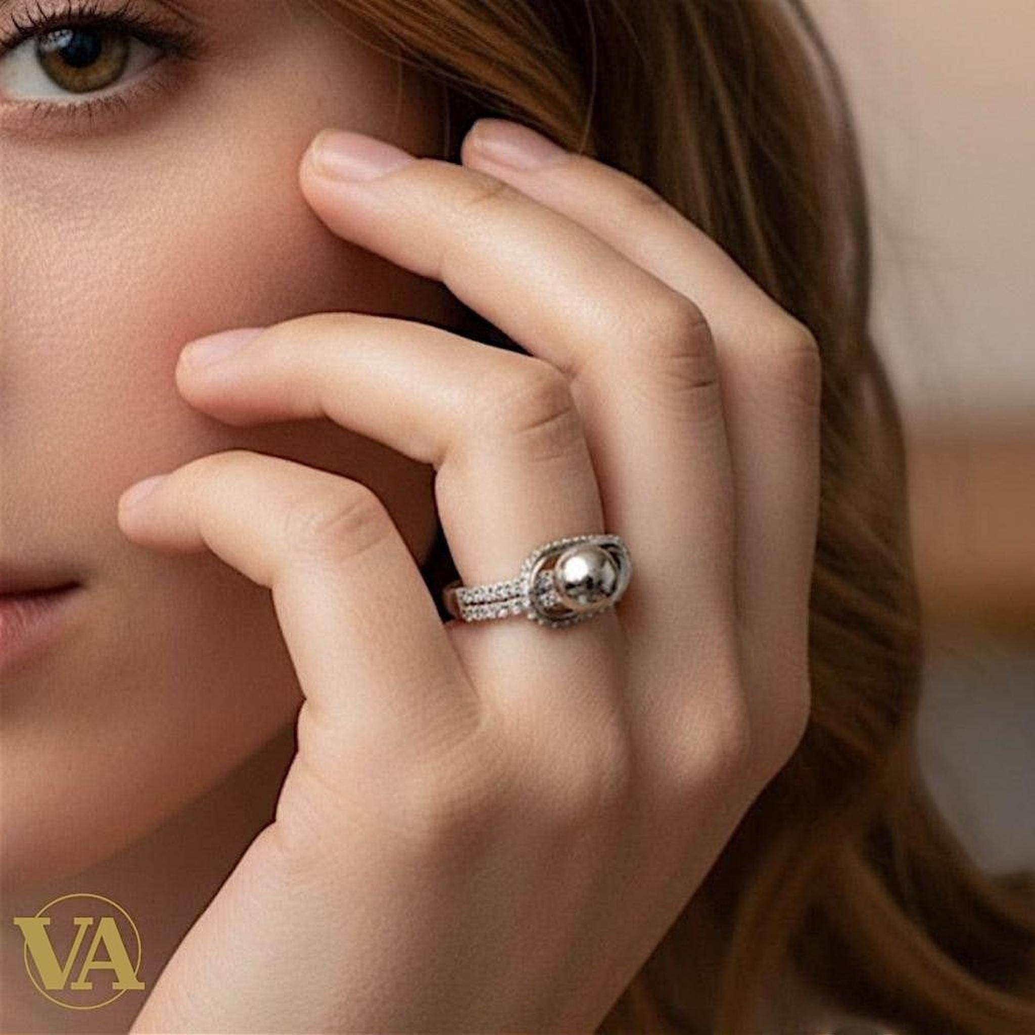Bague Femme Argent 925 Boule Oxydes de Zirconium - Design Moderne-Vindicta : Bijoux Argent 925 Massif, Luxe et Héritage