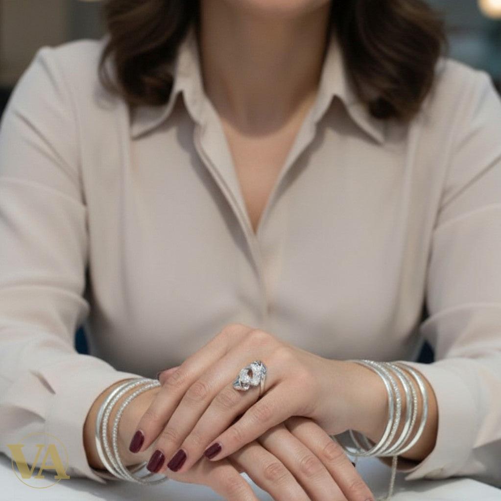 Bague Femme Argent 925 Zircon – Design Moderne & Pavage Étincelant