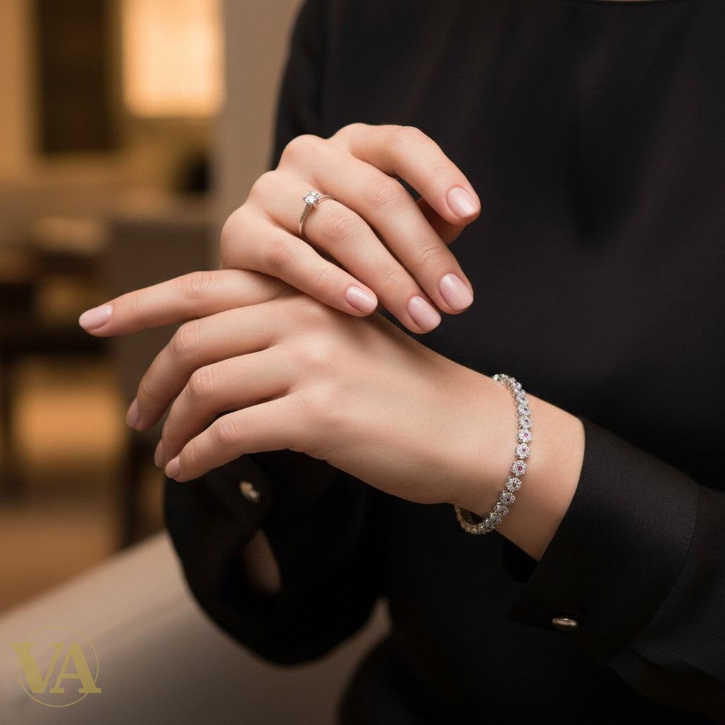 Bracelet Femme Argent 925 Oxydes Roses – Éclat Raffiné