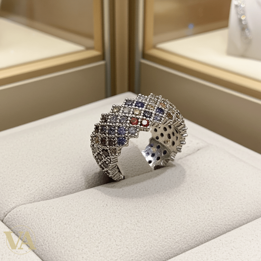 Bague Femme argent 925 sertie de pierres multicolores - Argent 925 - Vindicta