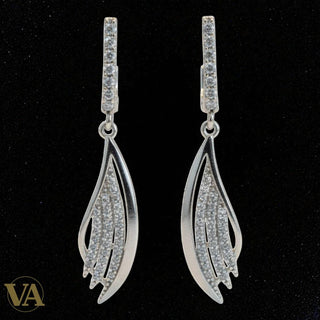 Boucles d'Oreilles Femme Pendantes Argent 925 – Aile Pavée Zirconium
