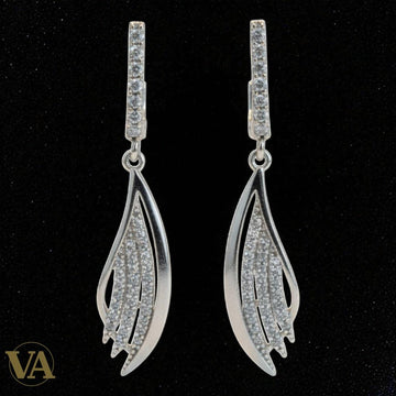 Boucles d'Oreilles Femme Pendantes Argent 925 – Aile Pavée Zirconium
