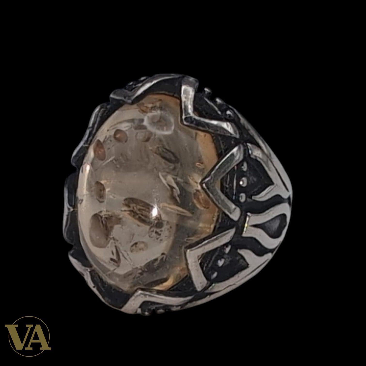 Bague Homme Argent 925 Quartz à Inclusions Naturelles | Vindicta