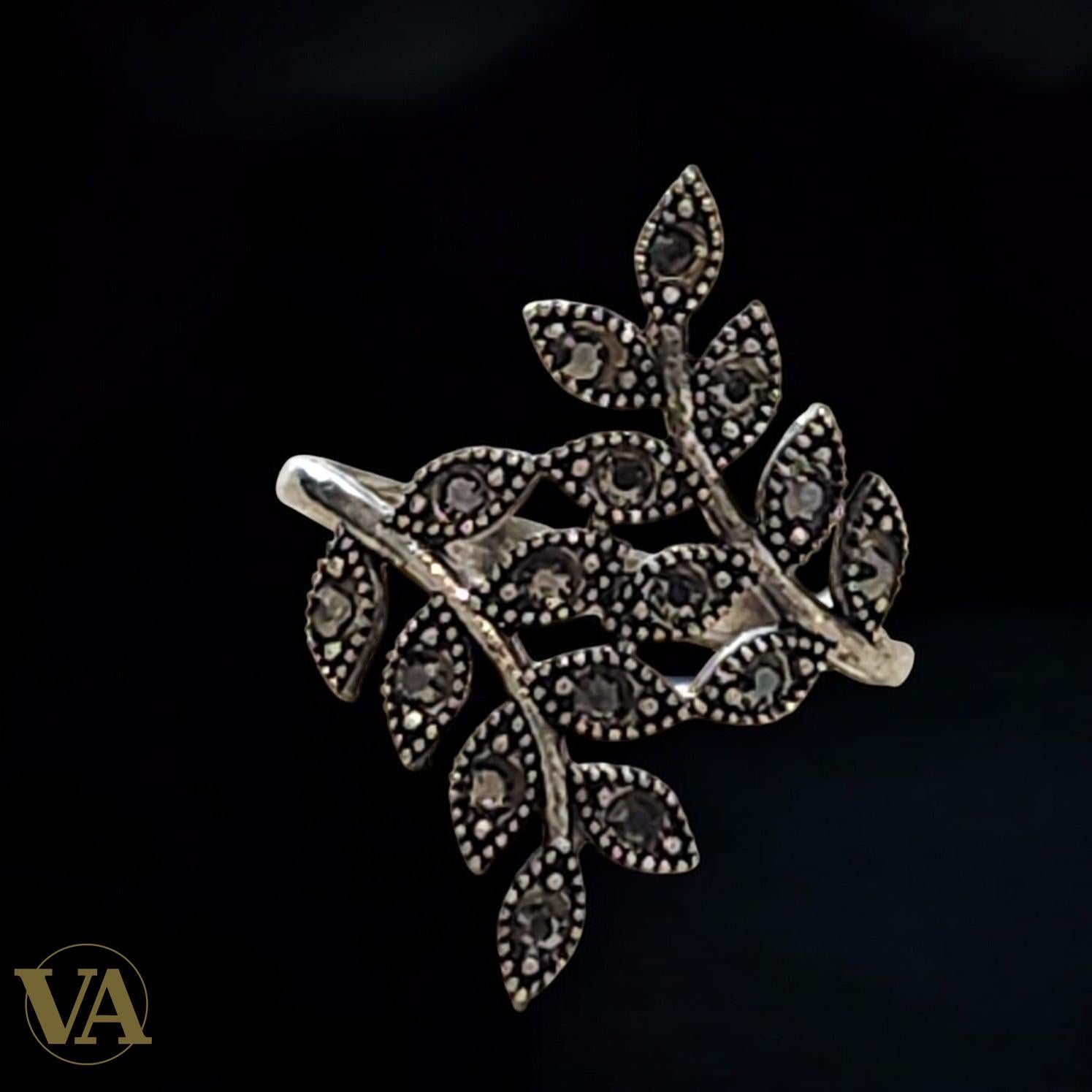 Bague Femme Argent 925 Feuillage Marcassite – Élégance Naturelle & Style Vintage