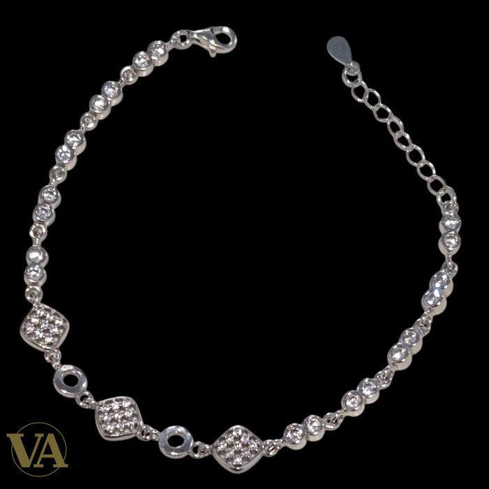 Bracelet femme argent 925 maillons zirconium et pavés carrés