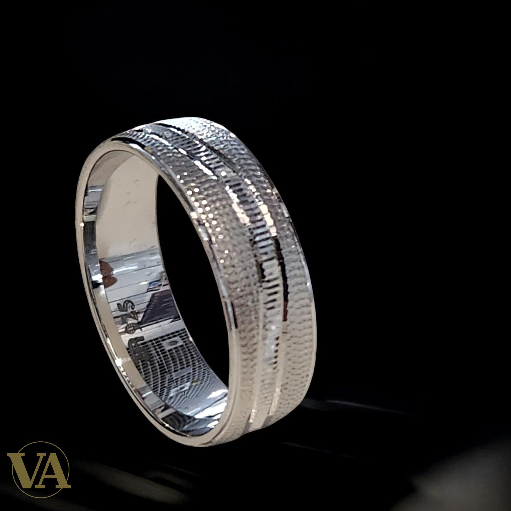 Anneau Homme Argent 925 – Double Ligne Texturée