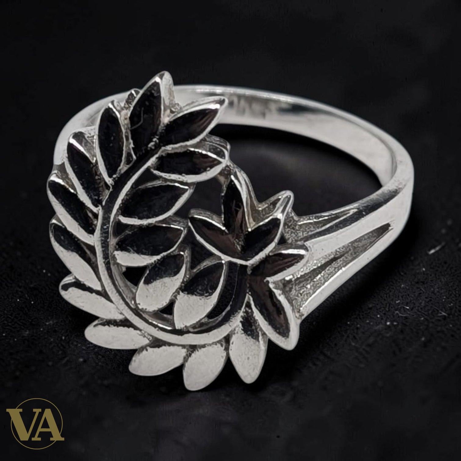 Bague Femme Argent 925 Couronne Feuilles Laurier Ajourée - Argent 925 - Vindicta