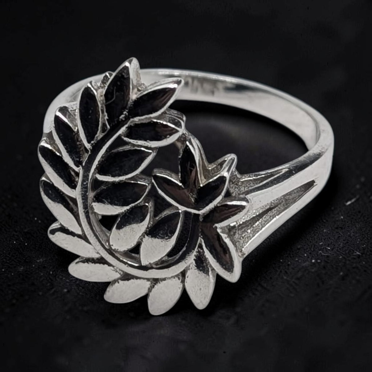 Bague Femme Argent 925 Couronne Feuilles Laurier Ajourée