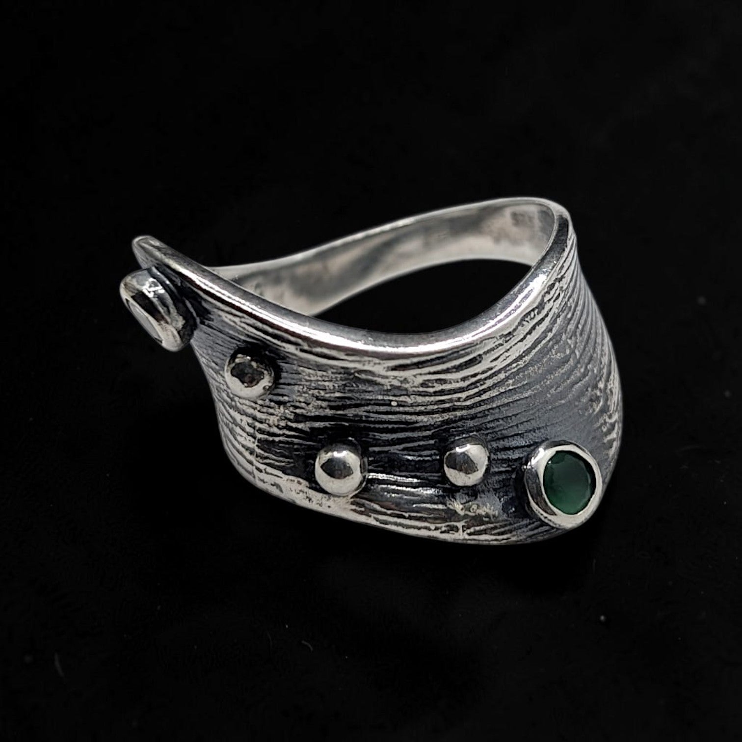 Bague Femme Argent 925 Aventurine Verte – Manchette Texturée-Vindicta : Bijoux Argent 925 Massif, Luxe et Héritage