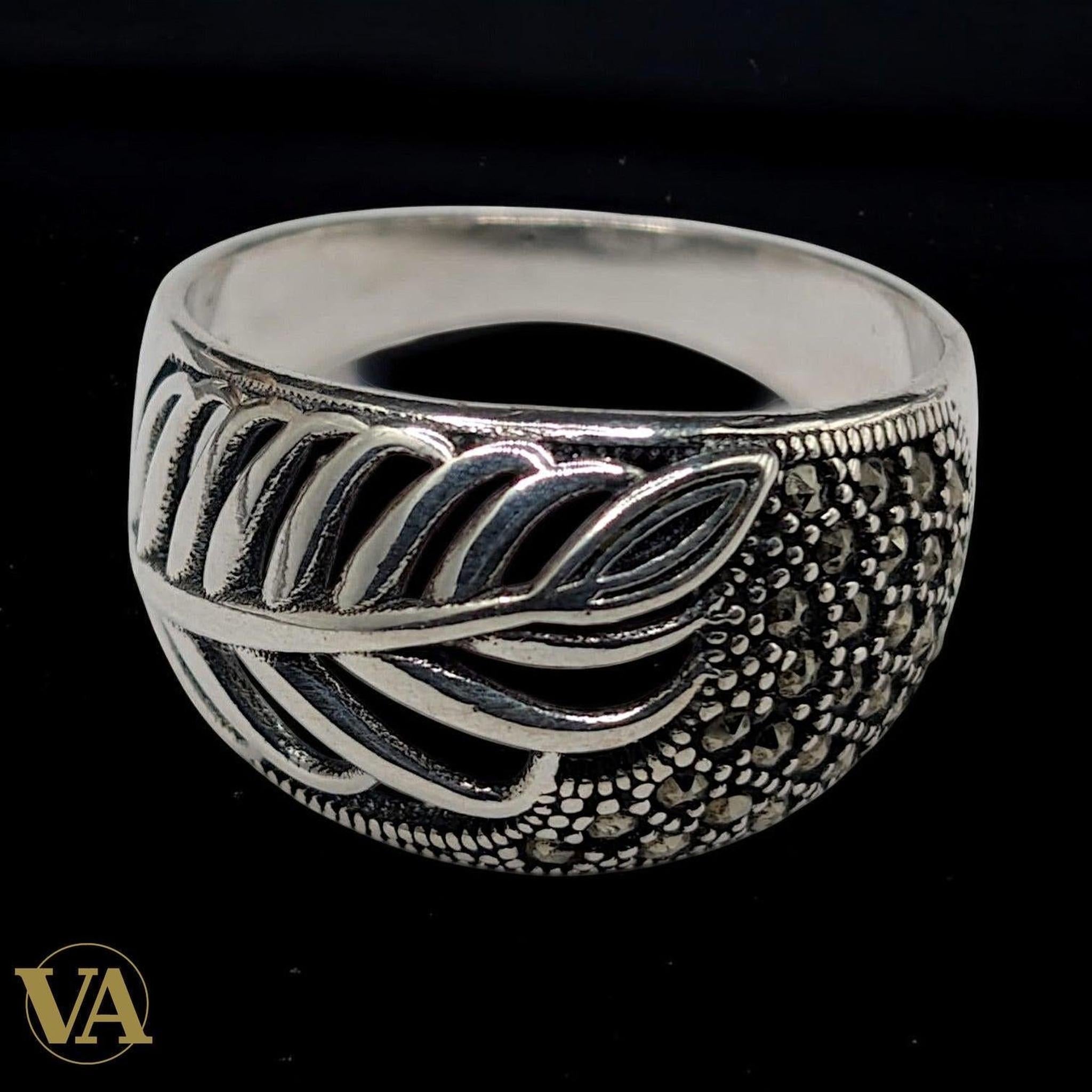 Bague Femme Argent 925 – Motif Feuille & Marcassite - Argent 925 - Vindicta