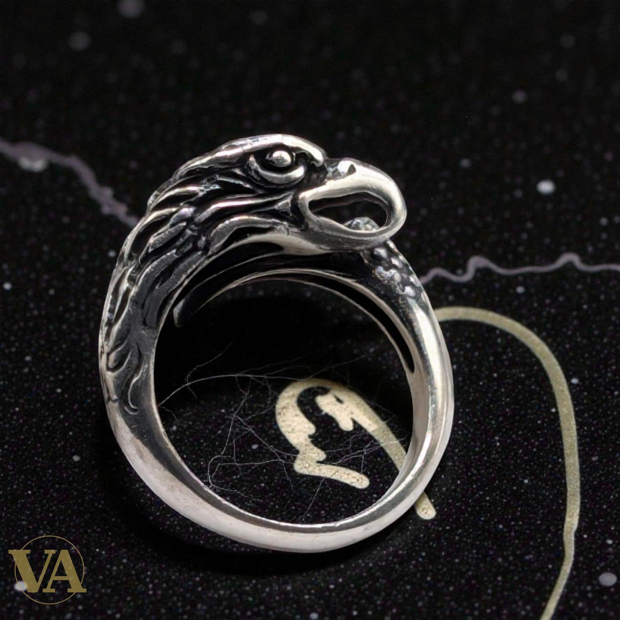 Bague Homme Argent 925 Tête d’Aigle – Sculpture Totem Animalier - Argent 925 - Vindicta