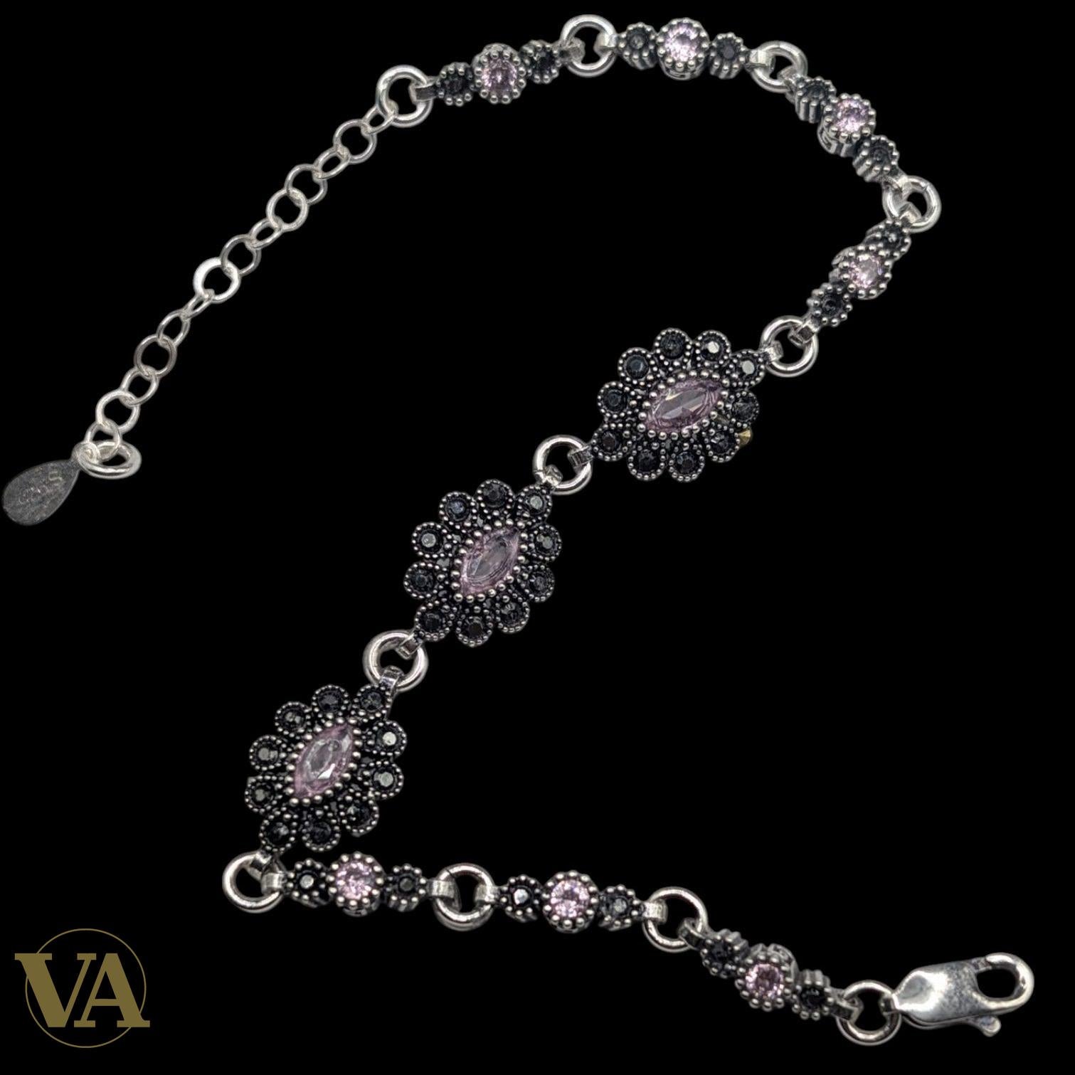 Bracelet Femme Argent 925 Améthyste Marcassite