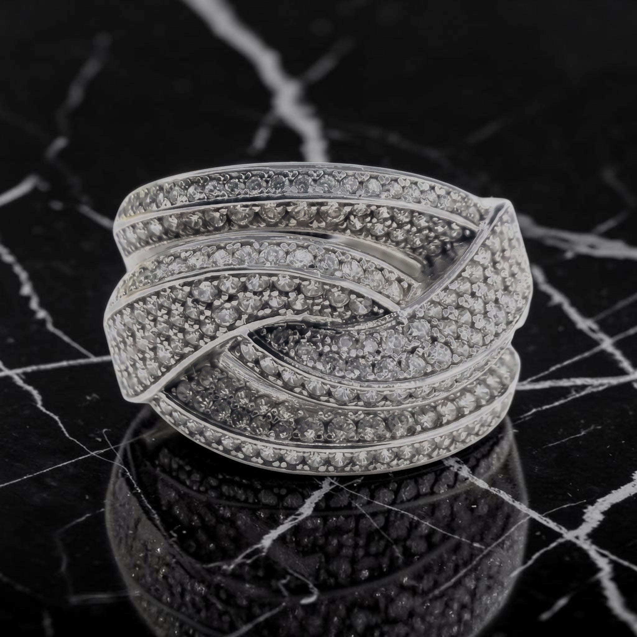 Bague Femme Argent 925 Pavé Zirconium Blanc Rubans Entrelacés-Vindicta : Bijoux Argent 925 Massif, Luxe et Héritage