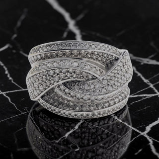 Bague Femme Argent 925 Pavé Zirconium Blanc Rubans Entrelacés