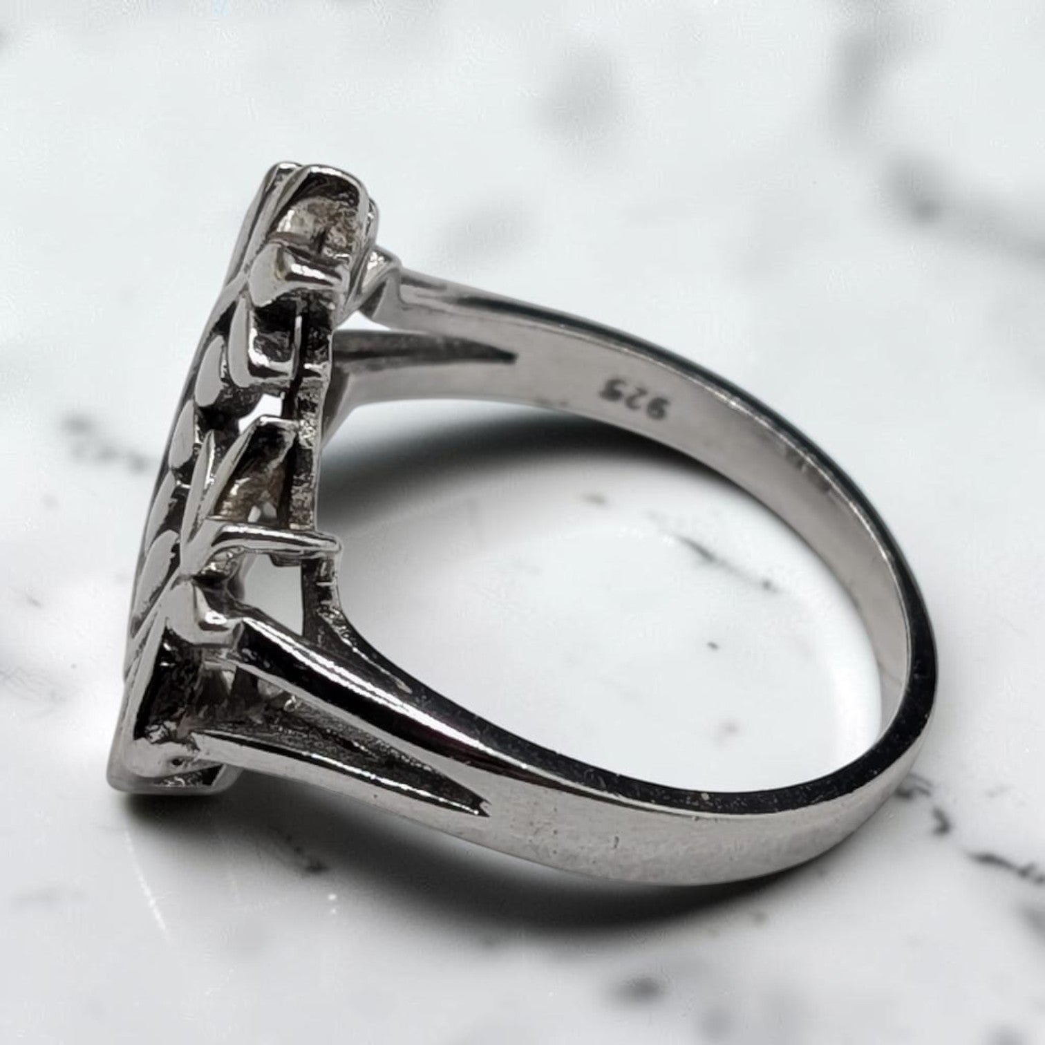 Bague Femme Argent 925 Couronne Feuilles Laurier Ajourée