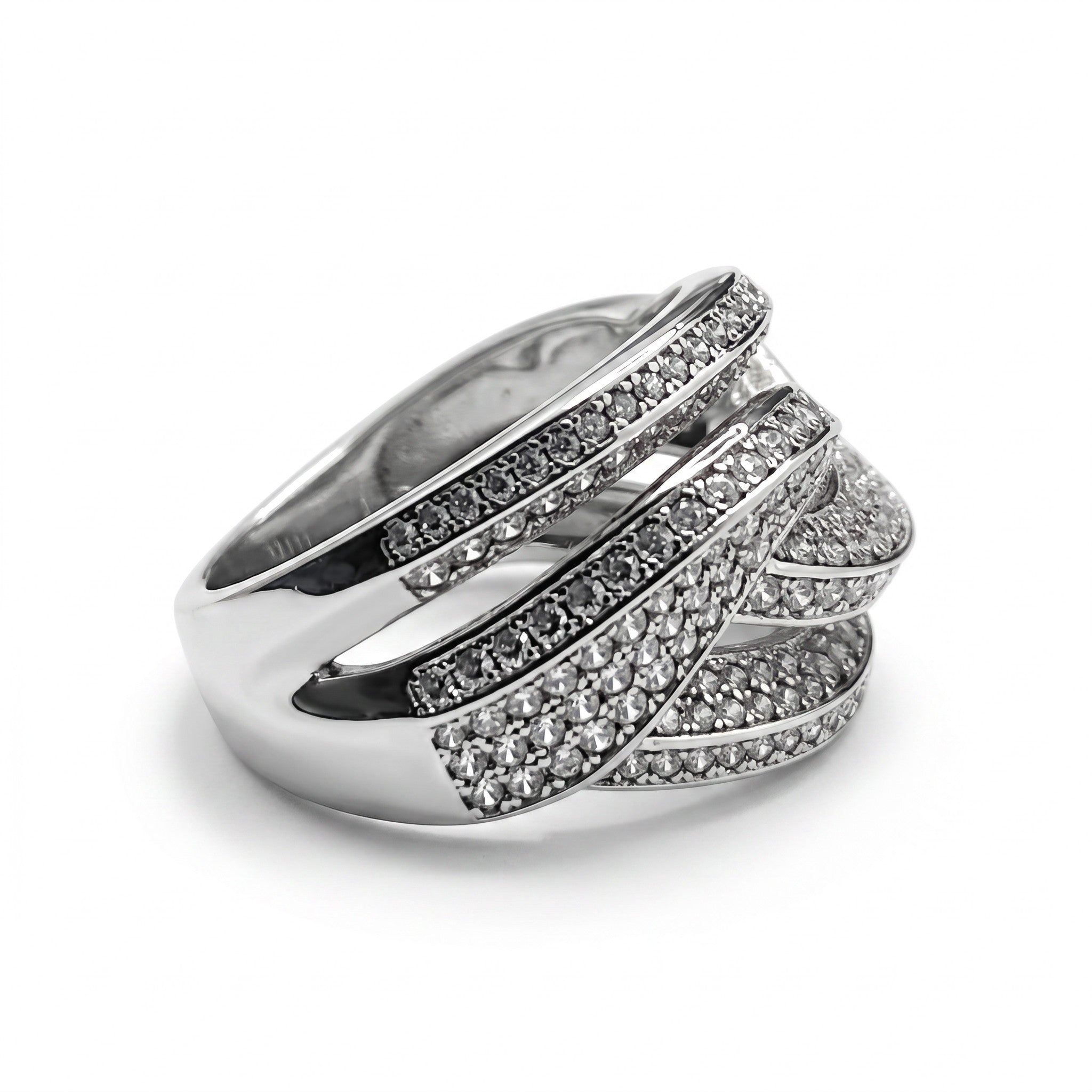 Bague Femme Argent 925 Pavé Zirconium Blanc Rubans Entrelacés-Vindicta : Bijoux Argent 925 Massif, Luxe et Héritage