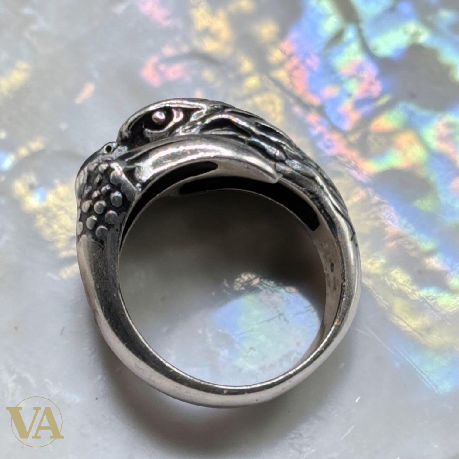 Bague Homme Argent 925 Tête d’Aigle – Sculpture Totem Animalier | Bijoux Vindicta