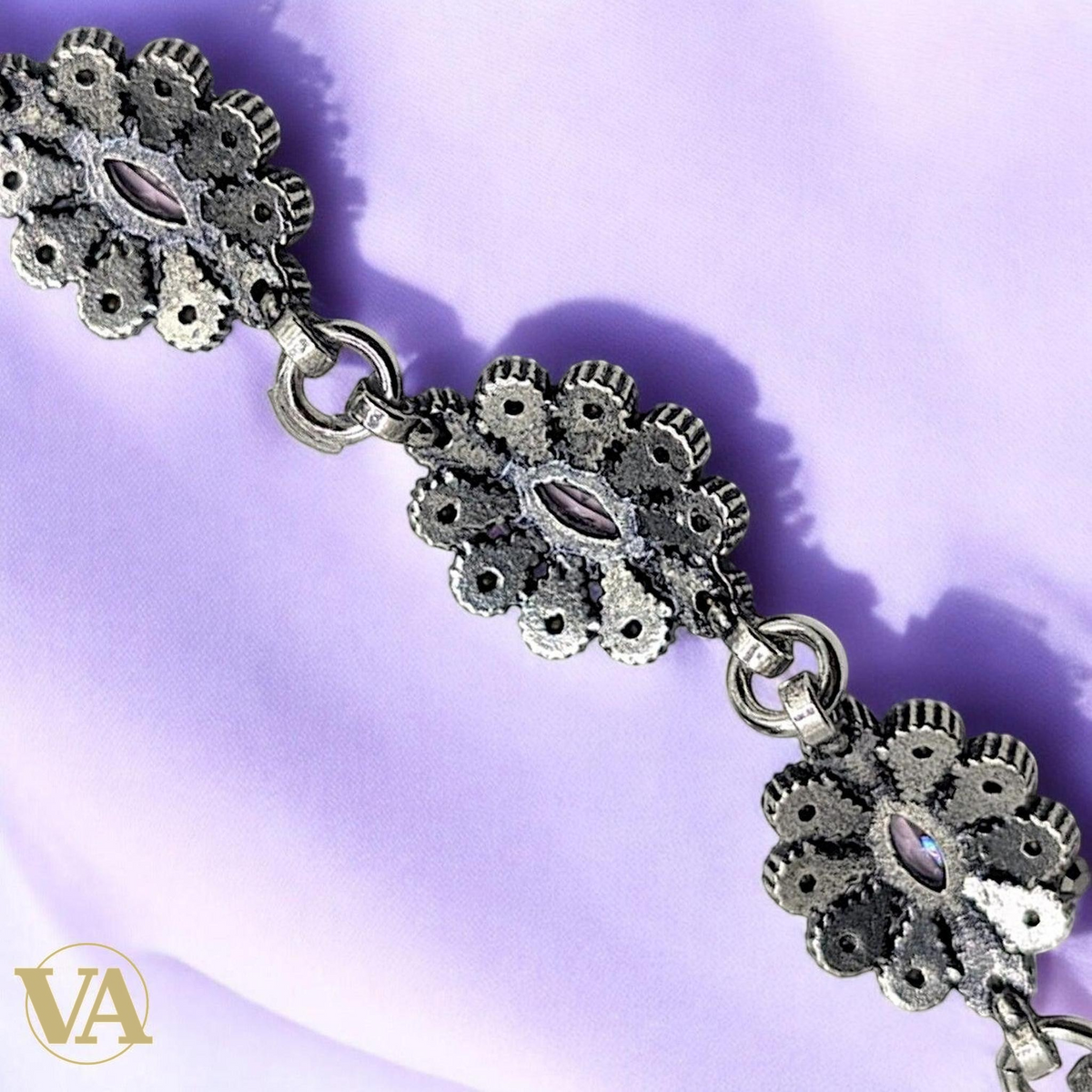Bracelet Femme Argent 925 Améthyste & Marcassite Vintage