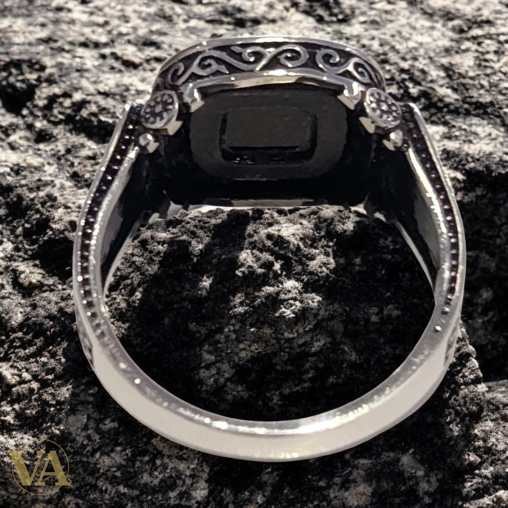 Bague Homme Argent 925 Onyx & Marcassites - Argent 925 - Vindicta