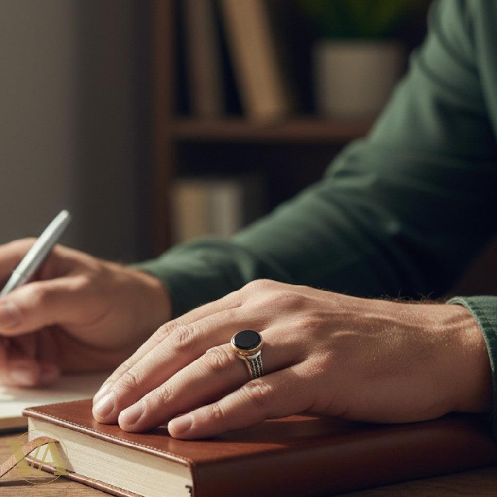 Bague Homme Argent 925 – Onyx noir ovale & détails ciselés