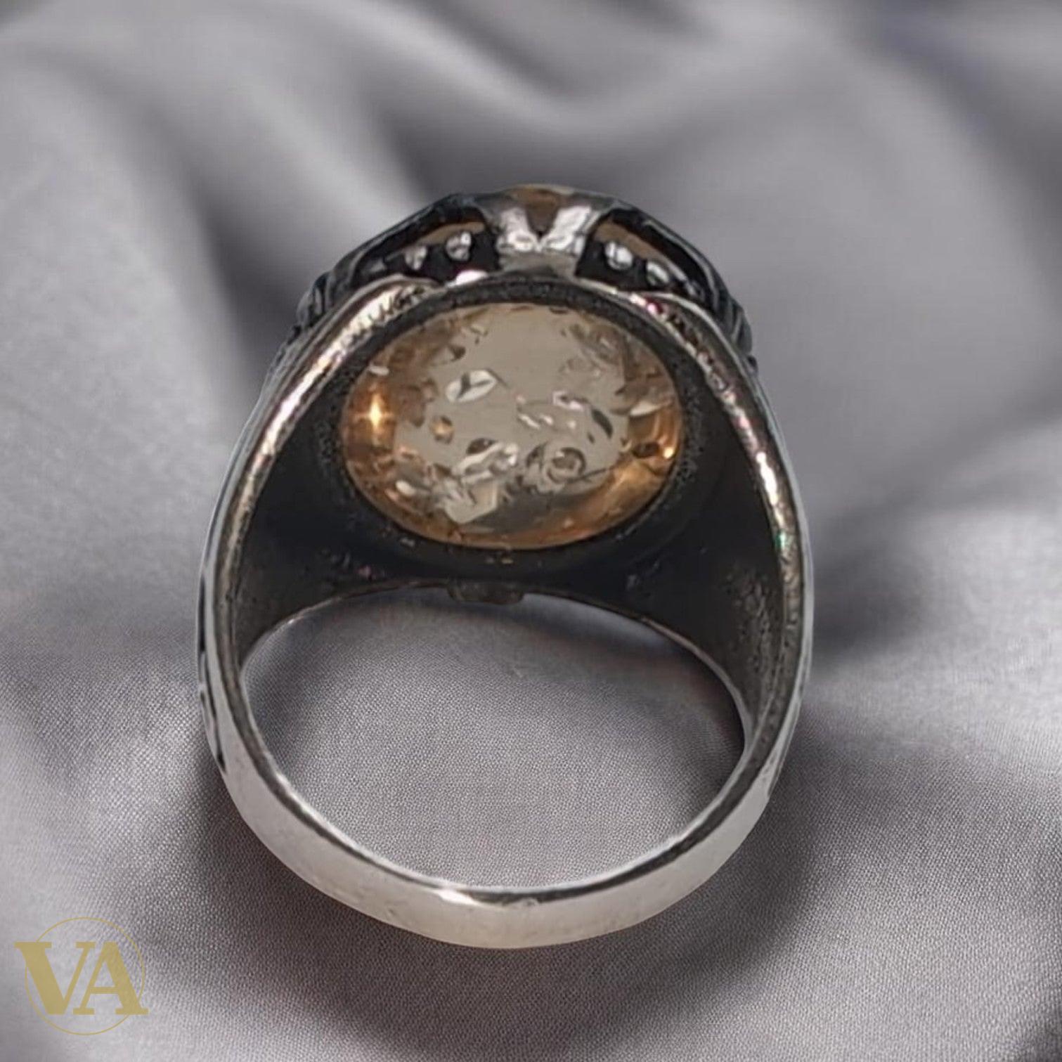 Bague Homme Argent 925 Quartz à Inclusions Naturelles | Vindicta