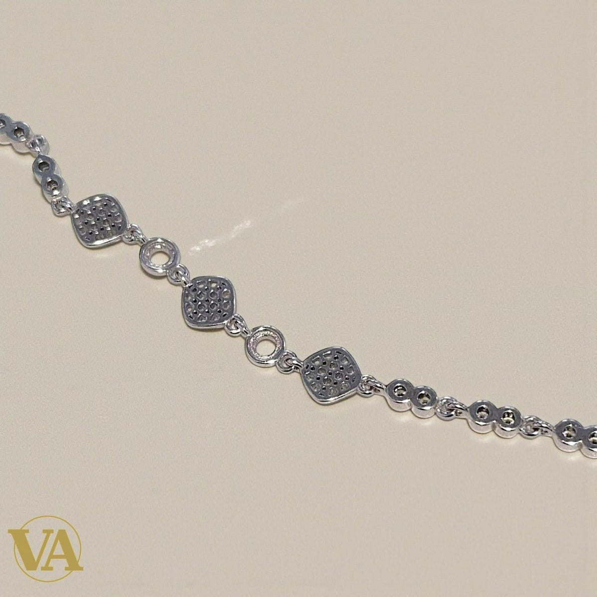 Bracelet femme argent 925 maillons zirconium et pavés carrés