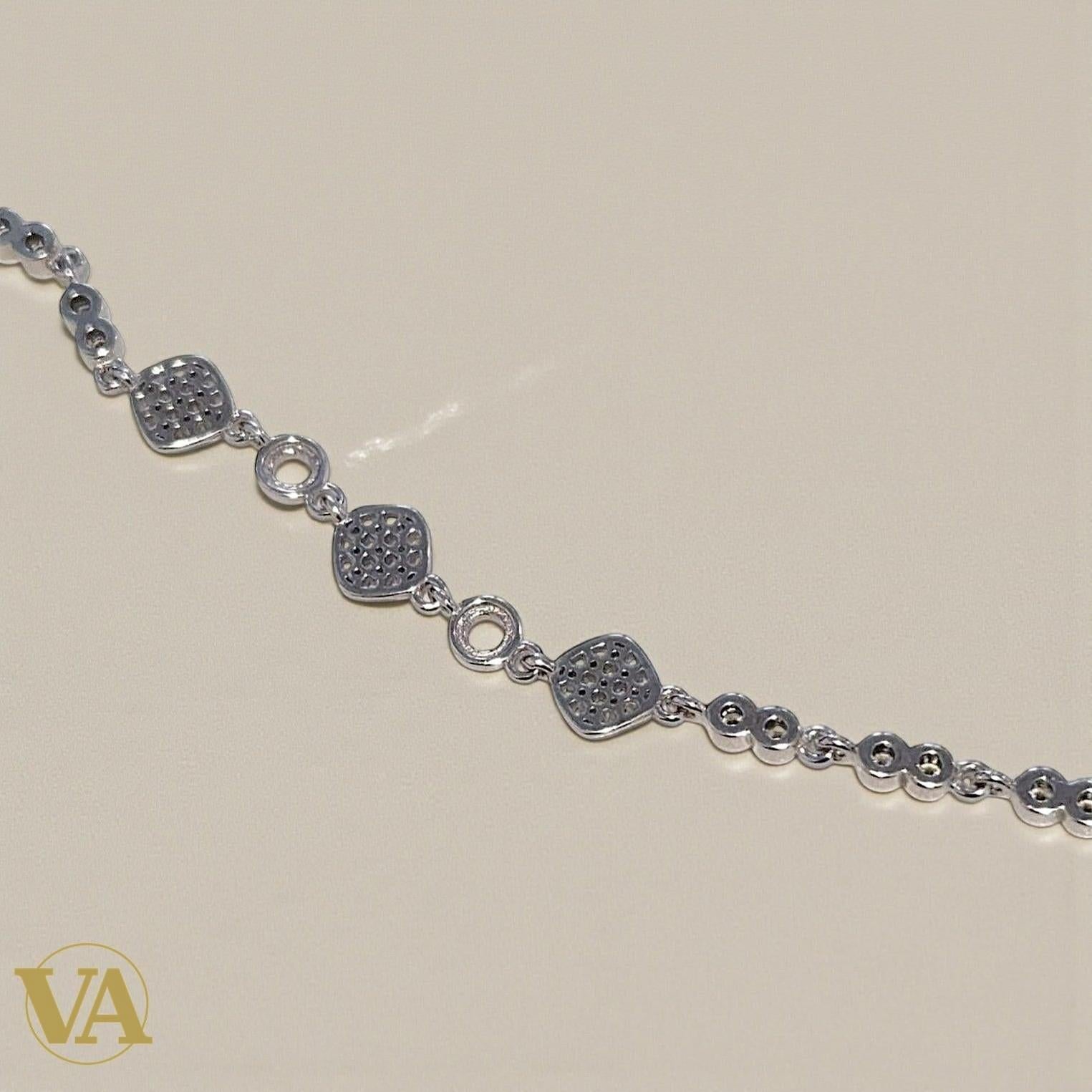Bracelet femme argent 925 maillons zirconium et pavés carrés | Bijoux Vindicta