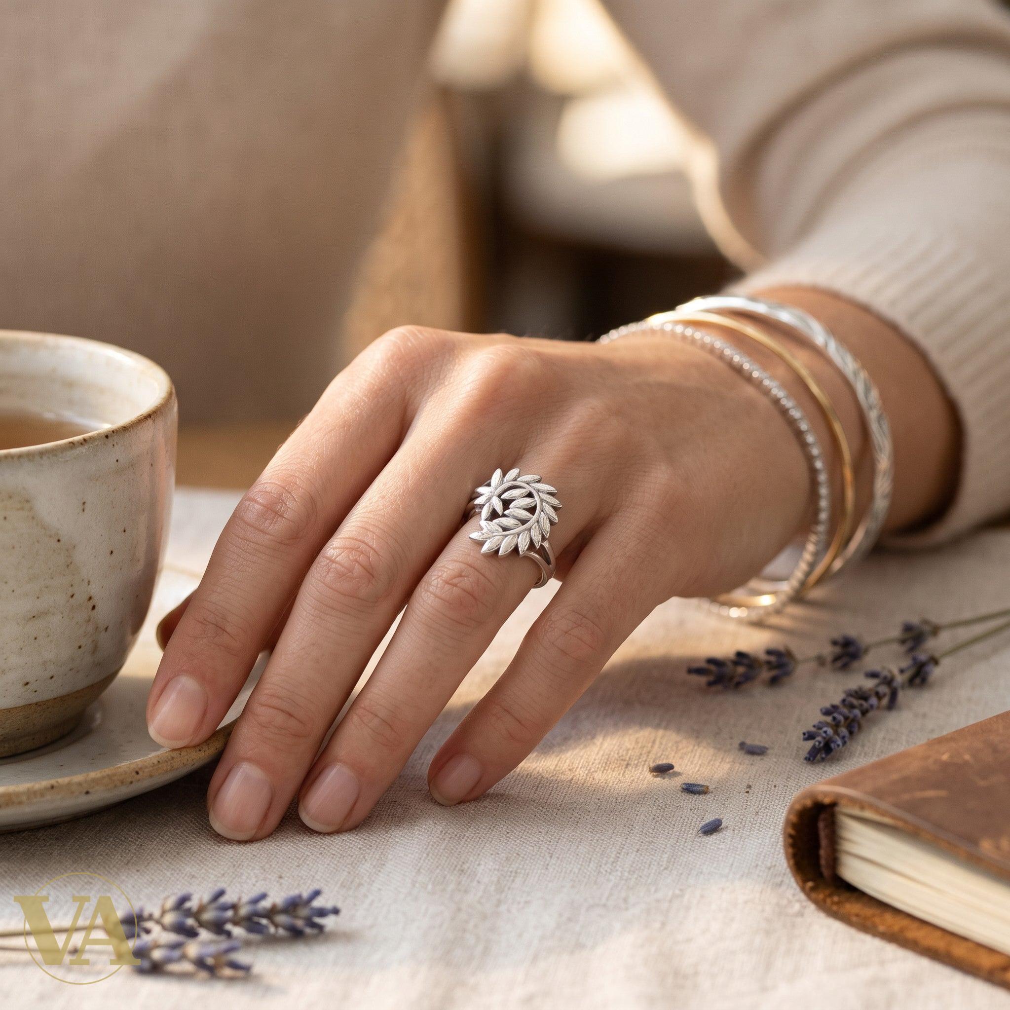 Bague Femme Argent 925 Couronne Feuilles Laurier Ajourée - Argent 925 - Vindicta