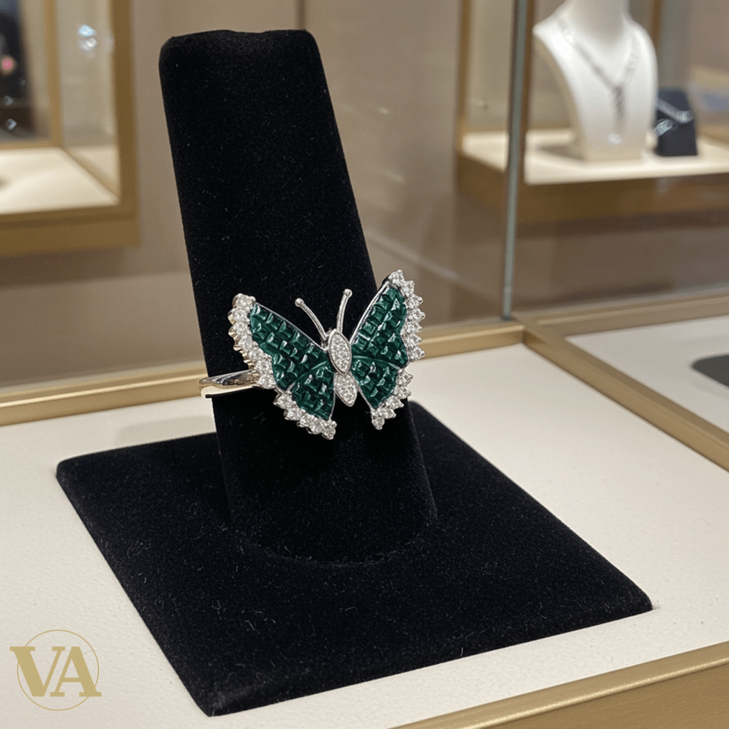 Bague femme Papillon Argent 925 Vert Émeraude – Style Moderne - Argent 925 - Vindicta